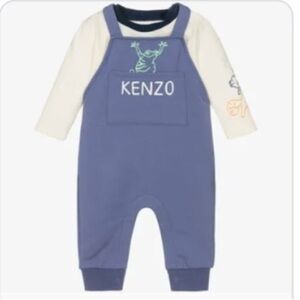 Kenzo kids blue frog overalls and top set dungaree outfit nwt